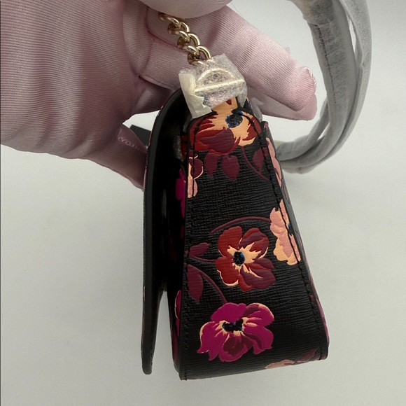 Kate Spade Devin Fall Poppies Flap Chain Wallet Black Multi - Picture 5 of 16